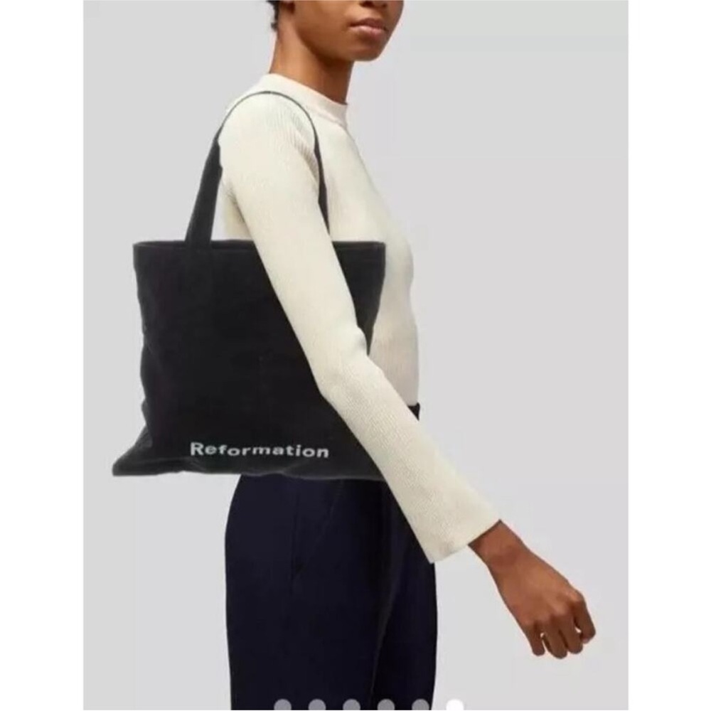 Reformation Black Reusable Canvas Tote Bag